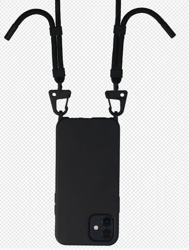 TPU cross-body lanyard phone case in black for iPhone with anti-fall protection