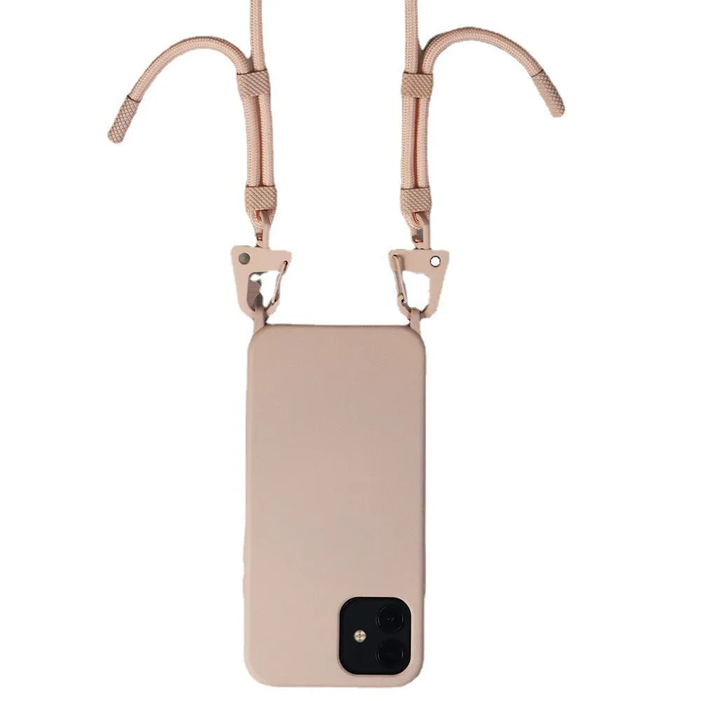 TPU cross-body lanyard phone case in black for iPhone with anti-fall protection
