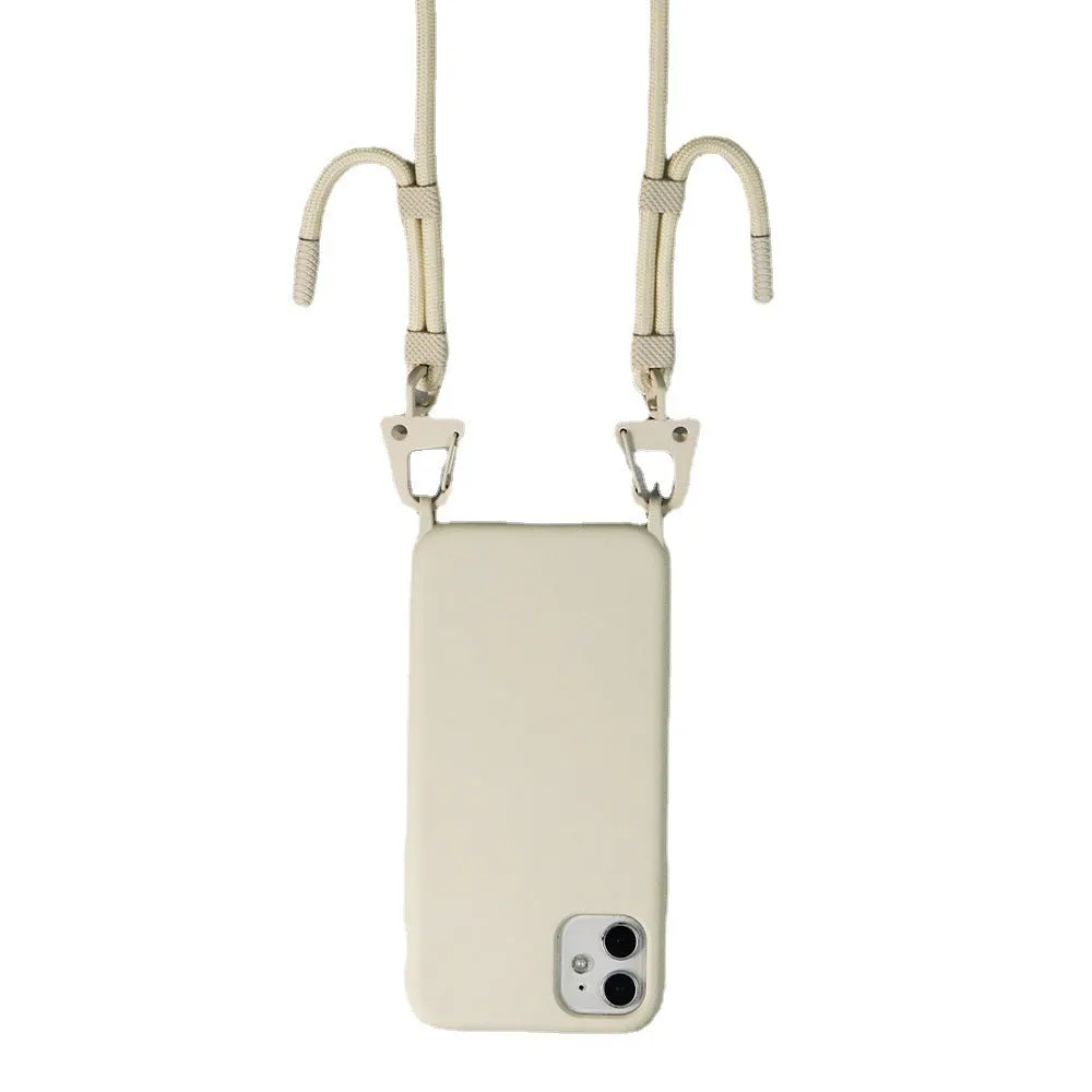 TPU cross-body lanyard phone case in black for iPhone with anti-fall protection