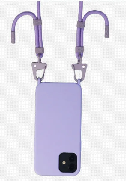 TPU cross-body lanyard phone case in black for iPhone with anti-fall protection