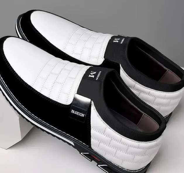 Men's blue imitation leather low-top casual shoe shown in size 45.
