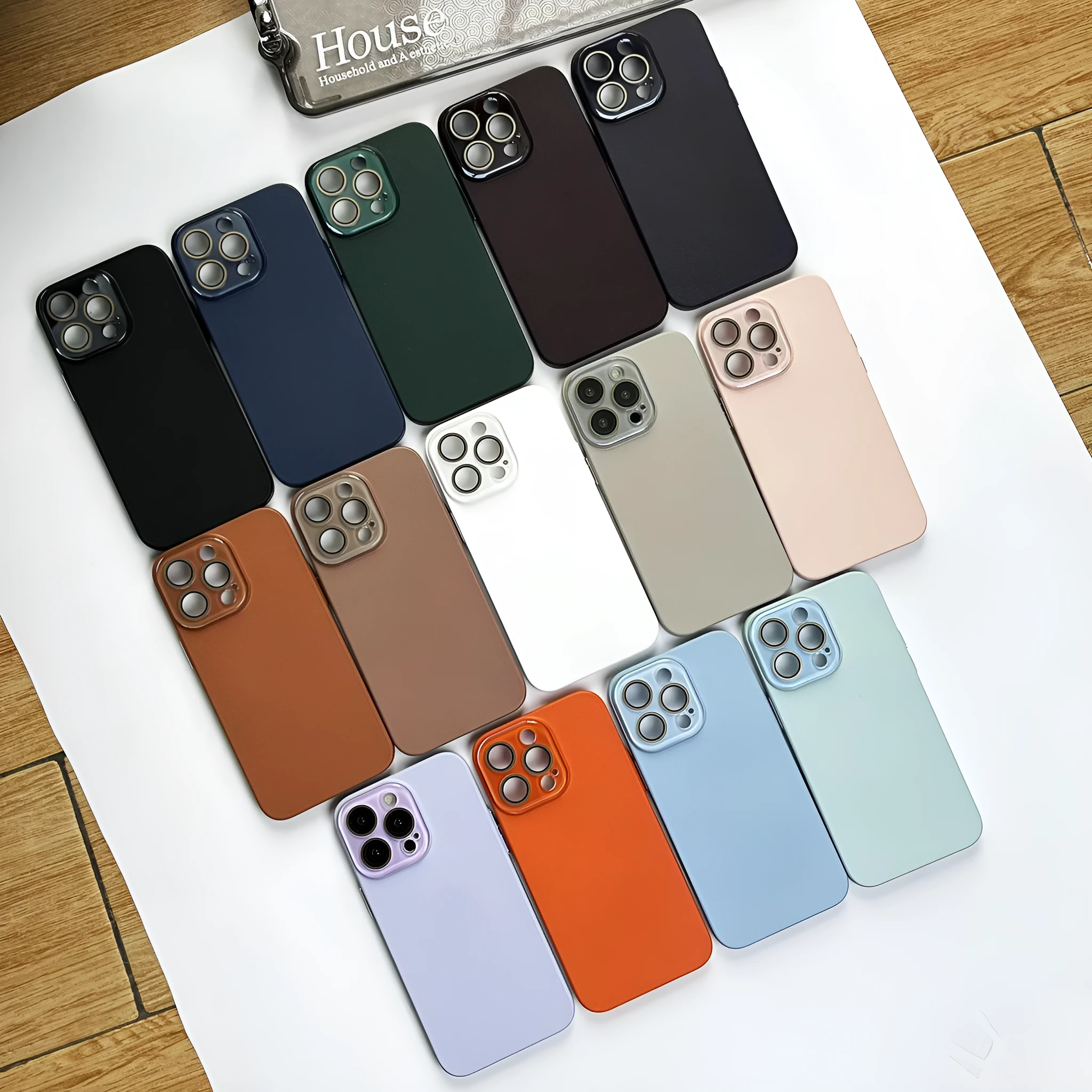 Solid colour lychee pattern PC phone case with anti-fall and anti-fingerprint properties, available in multiple colours