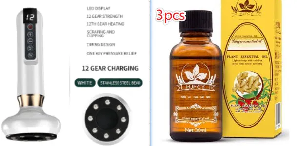 Green electric vacuum cupping massager with adjustable suction controls and infrared heating function