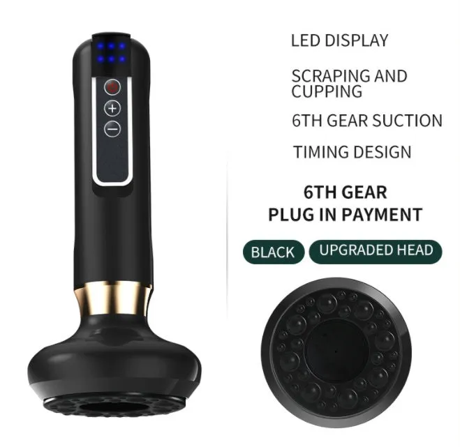 Green electric vacuum cupping massager with adjustable suction controls and infrared heating function