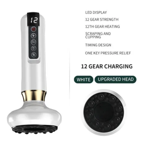 Green electric vacuum cupping massager with adjustable suction controls and infrared heating function