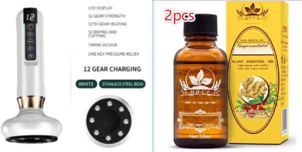 Green electric vacuum cupping massager with adjustable suction controls and infrared heating function