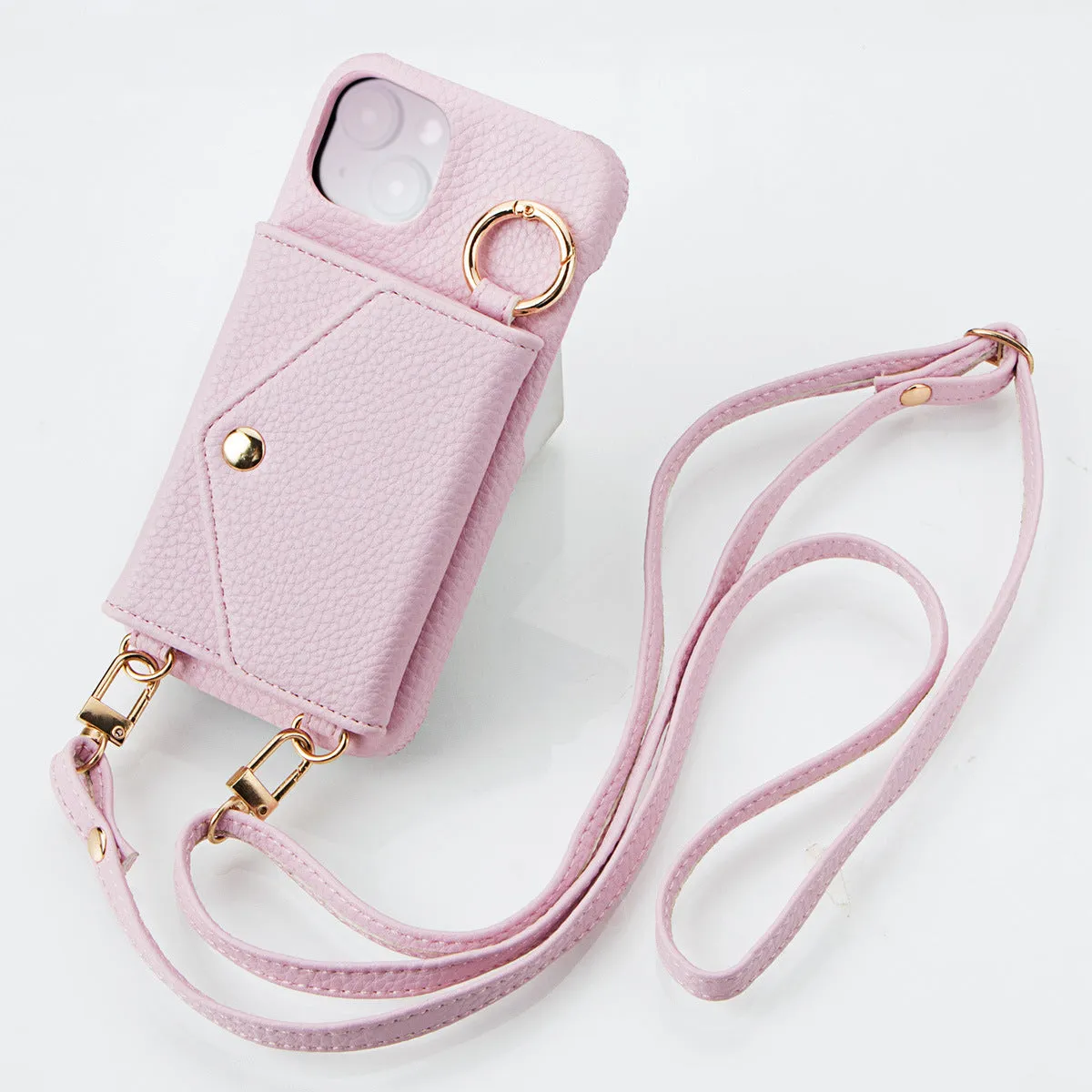 Anti-degaussing imitation leather wallet phone case with bracket and crossbody bag for Apple iPhone and Samsung