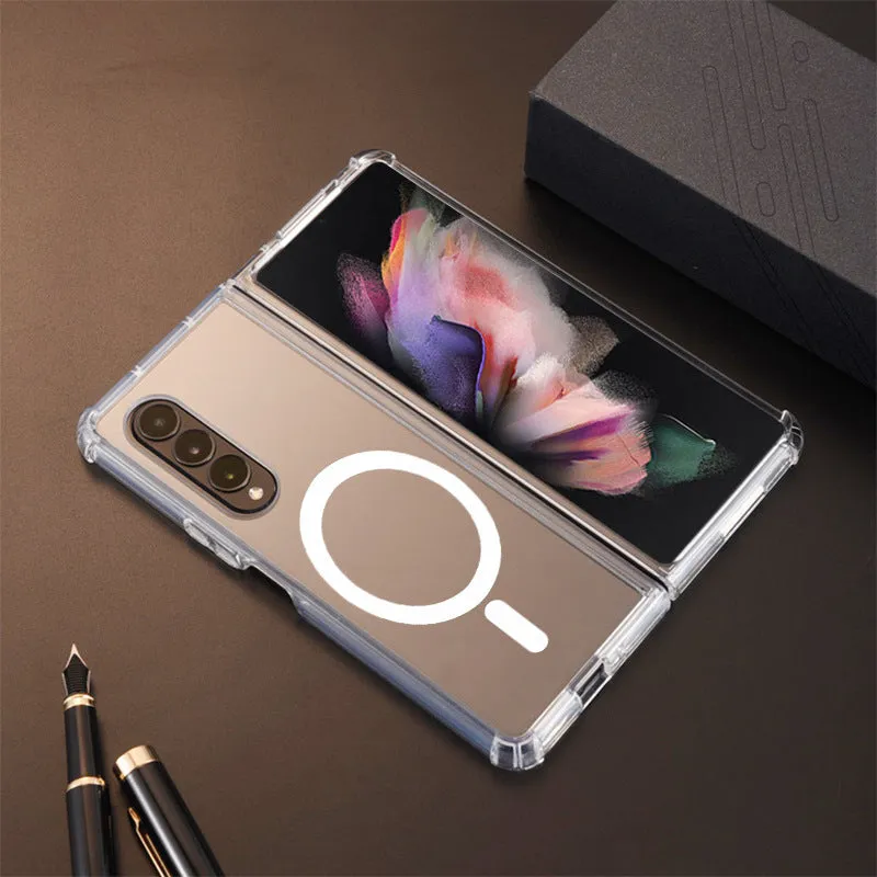 Transparent TPU magnetic phone case for Samsung Z Flip 5 with four-corner drop-resistant design