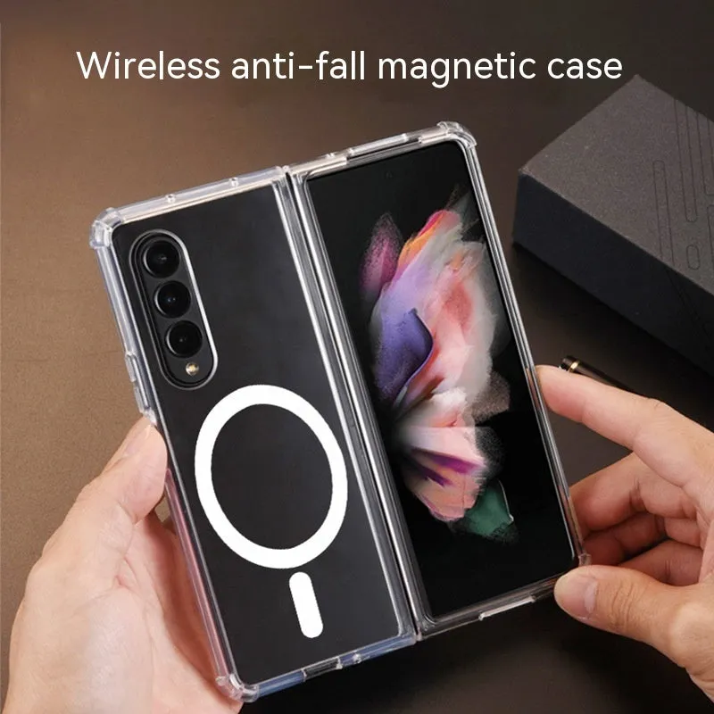 Transparent TPU magnetic phone case for Samsung Z Flip 5 with four-corner drop-resistant design