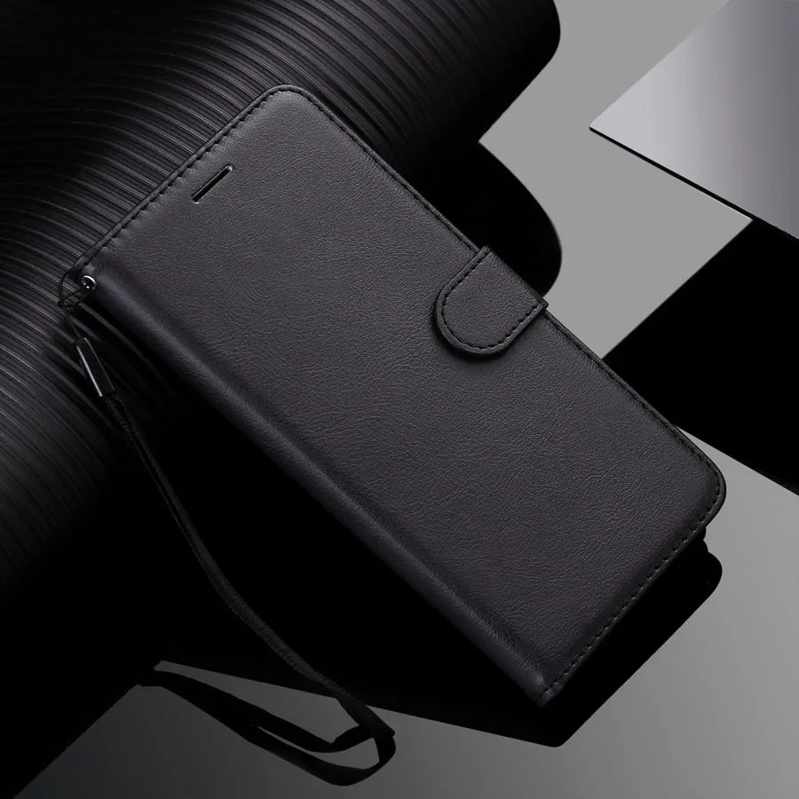 Leather style flip wallet phone case with card slot and kickstand for iPhone