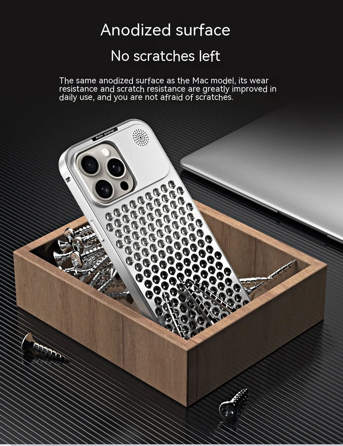 Aluminum alloy spring fastener aromatherapy phone case for Apple iPhone with frosted finish and magnetic suction