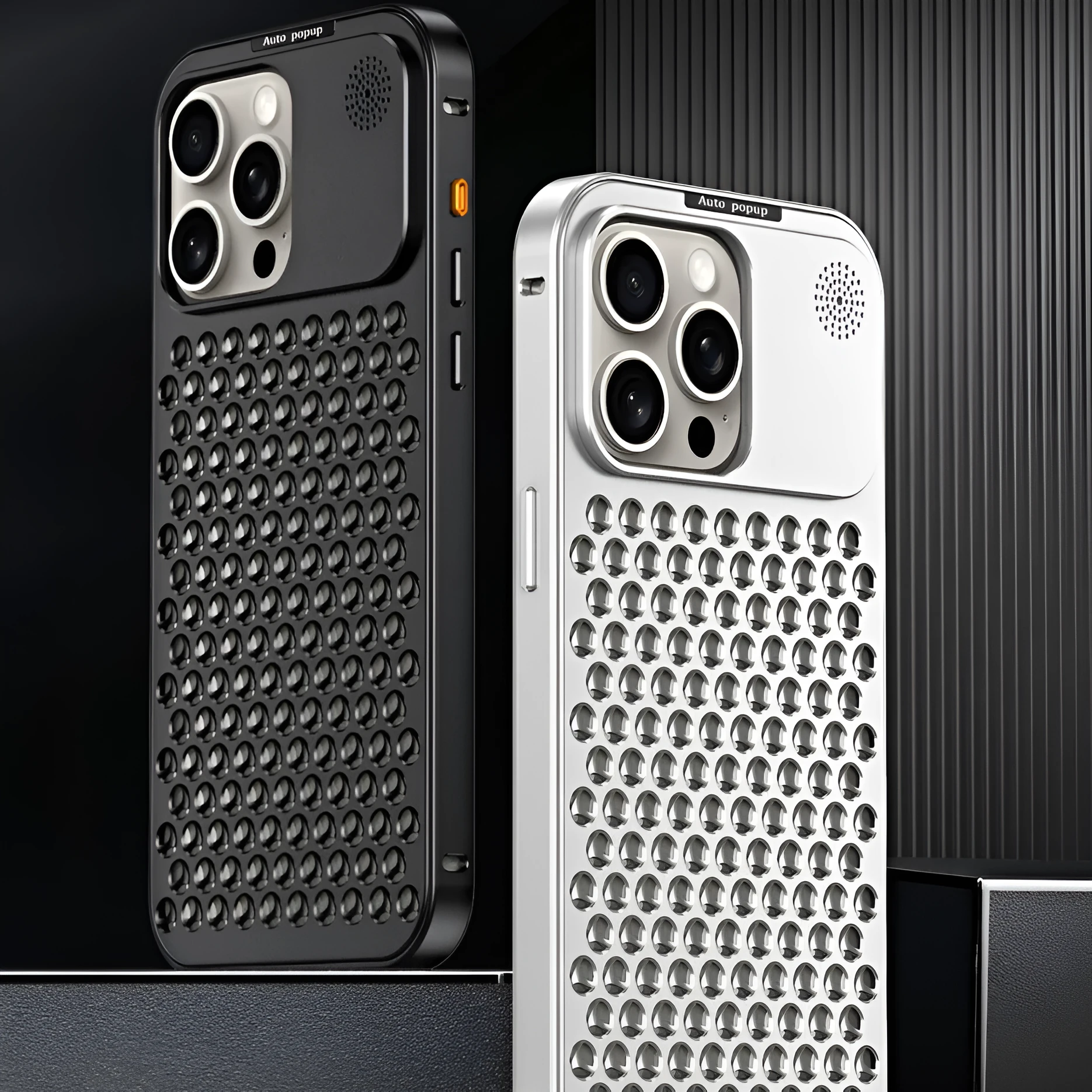 Aluminum alloy spring fastener aromatherapy phone case for Apple iPhone with frosted finish and magnetic suction