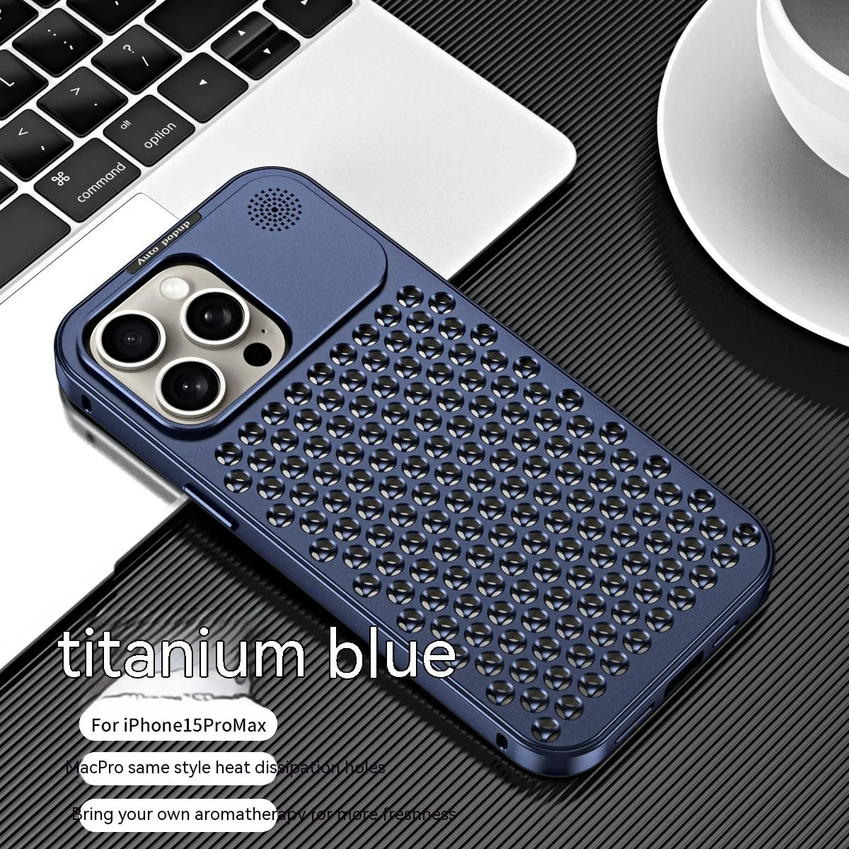 Aluminum alloy spring fastener aromatherapy phone case for Apple iPhone with frosted finish and magnetic suction