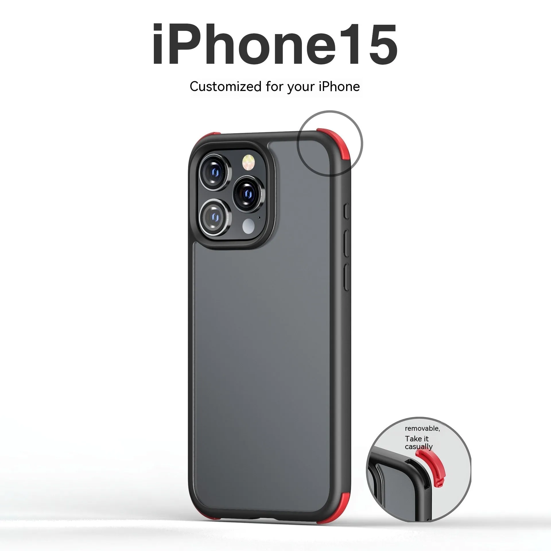 Matte frosted silicone magnetic phone case for Apple iPhone 15 series in black with five-pointed star ring design