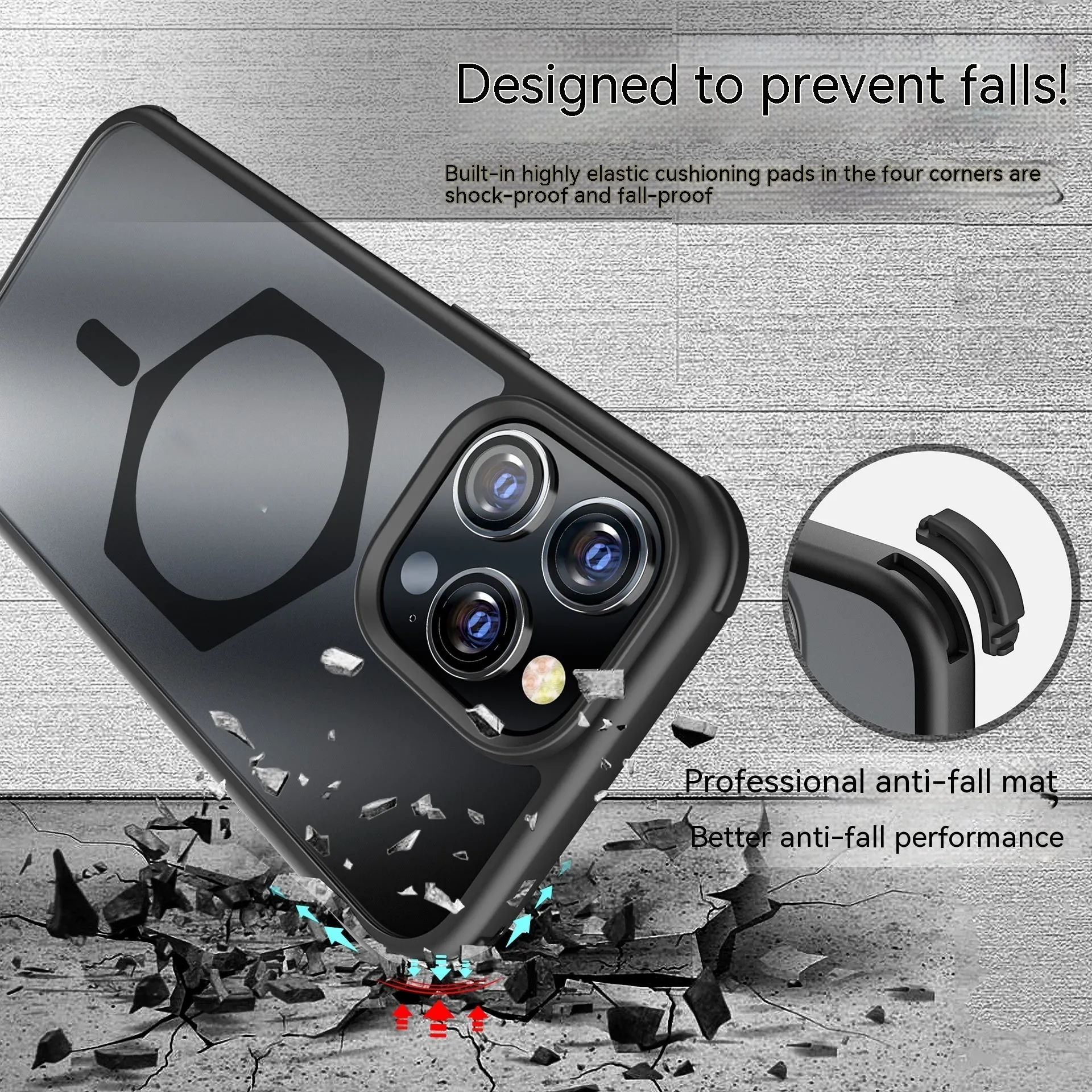 Matte frosted silicone magnetic phone case for Apple iPhone 15 series in black with five-pointed star ring design