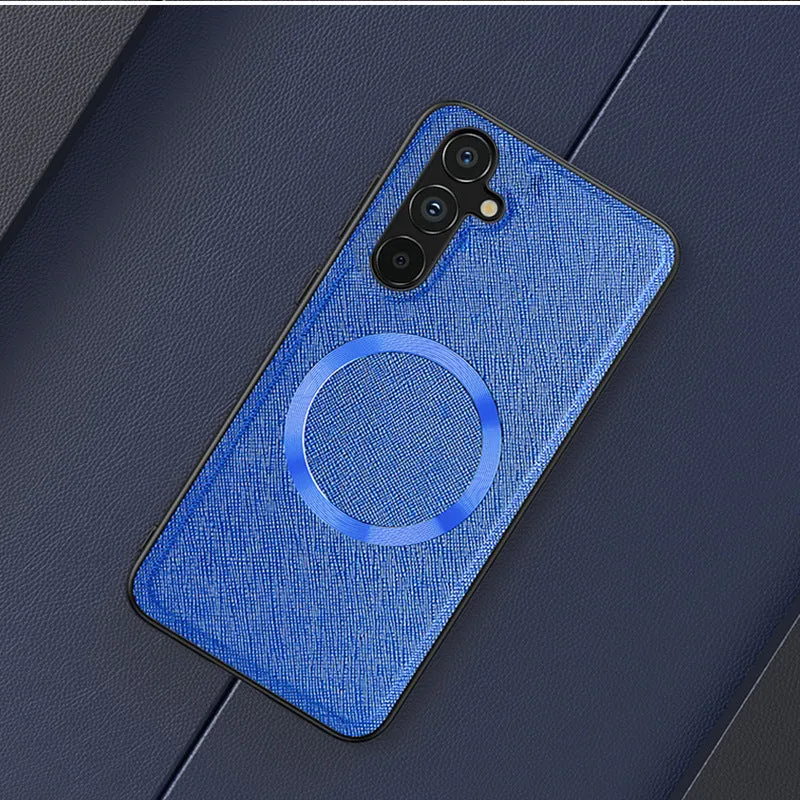 Magnetic protective cross CD phone case for Samsung in imitation leather with anti-fall and anti-fingerprint finish, Charming Purple colour