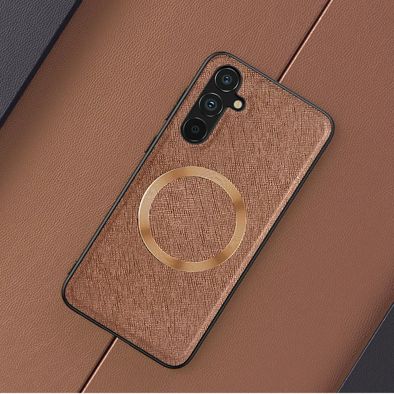 Magnetic protective cross CD phone case for Samsung in imitation leather with anti-fall and anti-fingerprint finish, Charming Purple colour