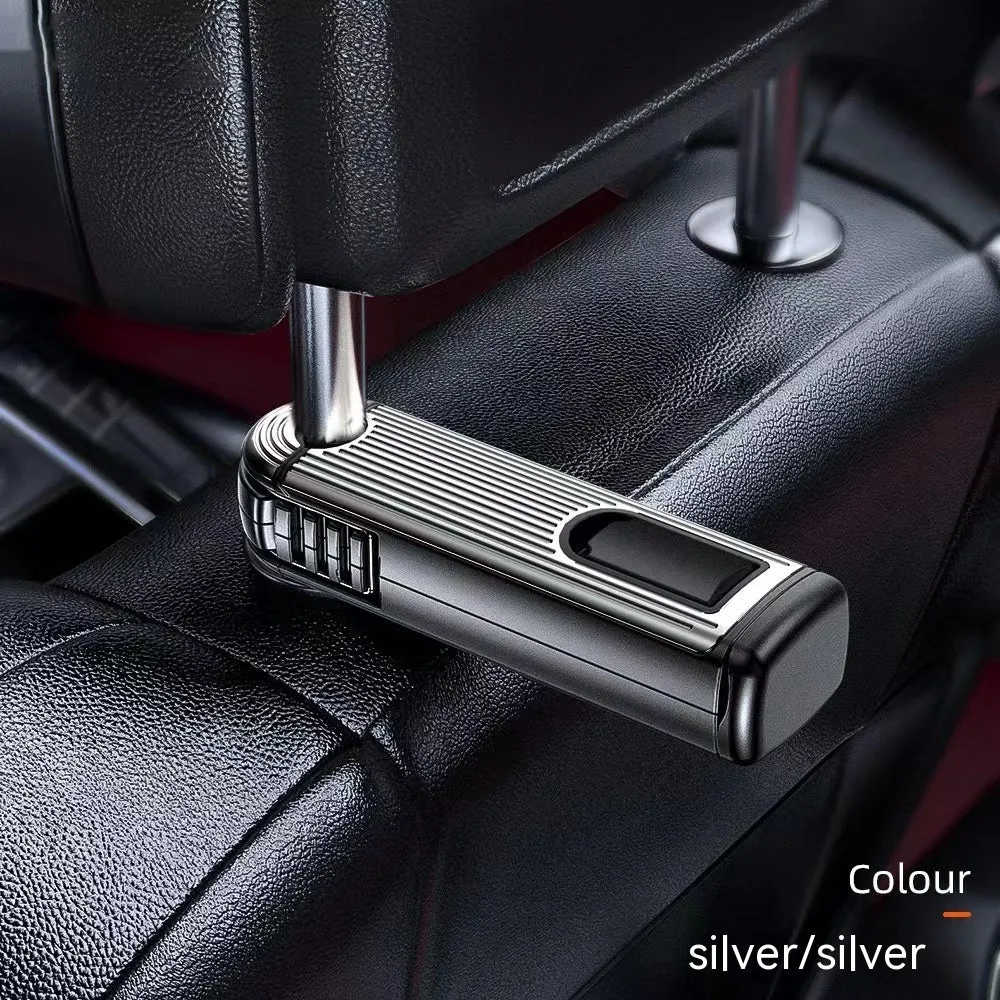 Car seat back rotating hook bracket for rear headrest vertical screen mount in black colour