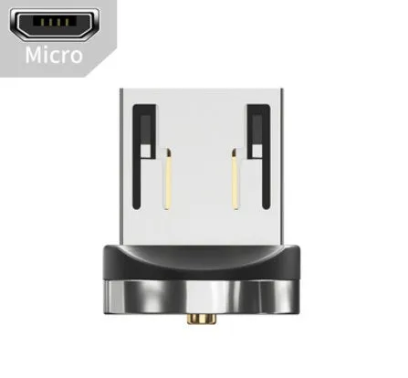 Essager black magnetic charging cable with blue LED light, showing 360-degree rotating connector.