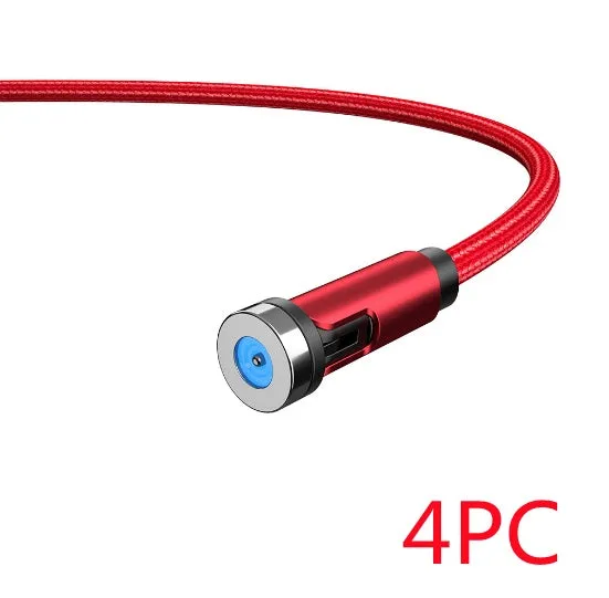 Essager black magnetic charging cable with blue LED light, showing 360-degree rotating connector.