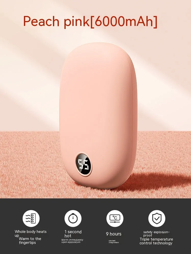 Portable two-in-one hand warmer USB power bank in milky white with three heat settings