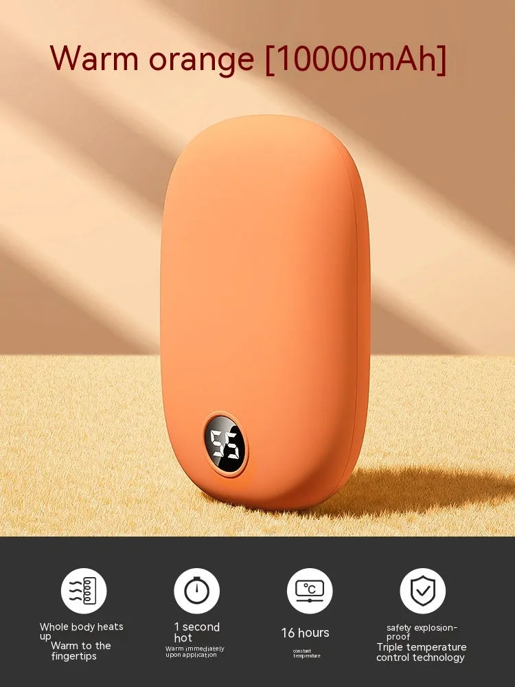 Portable two-in-one hand warmer USB power bank in milky white with three heat settings