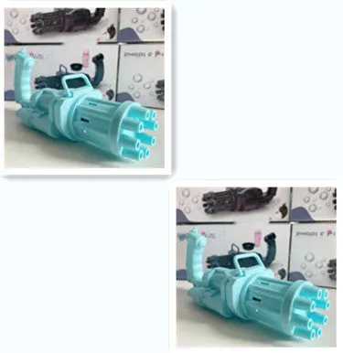 Children's bubble machine toy with machine gun design in pink, gold, or black colours