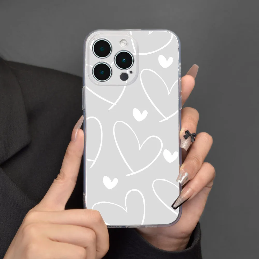 Transparent TPU heart-shaped picture phone case for iPhone with anti-fingerprint spray coating