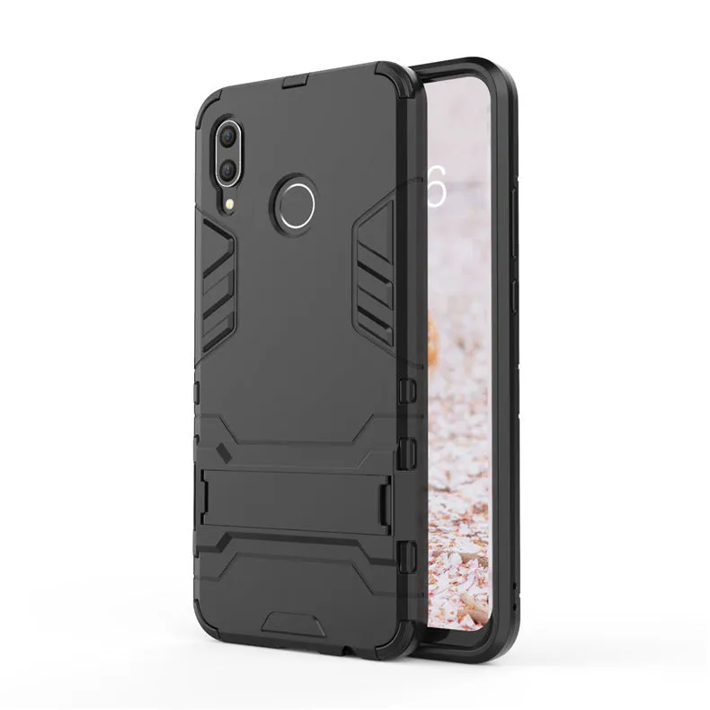 2-in-1 bracket phone case for Huawei P20 Pro in blue black with kickstand extended