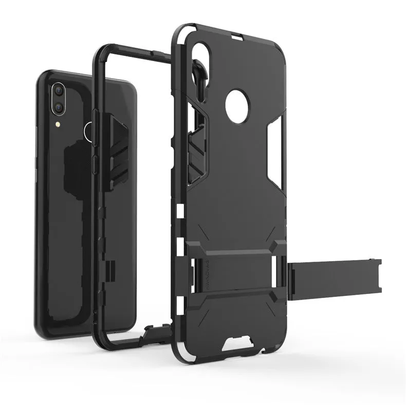 2-in-1 bracket phone case for Huawei P20 Pro in blue black with kickstand extended