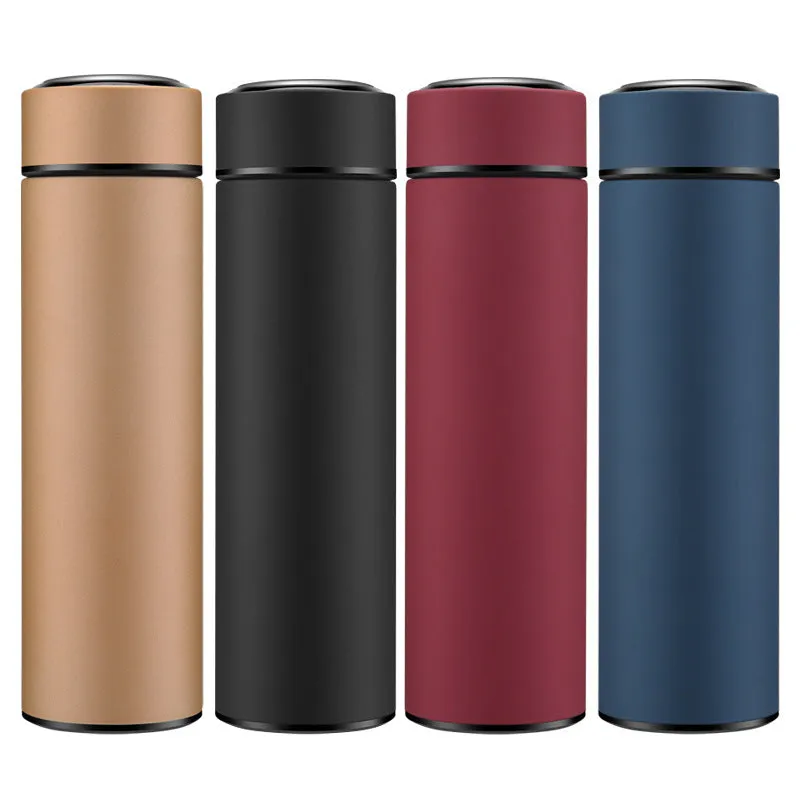 450ml stainless steel water bottle with double-wall vacuum insulation in black colour