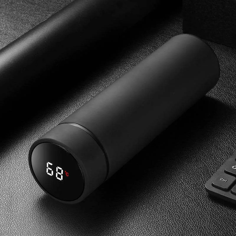 450ml stainless steel water bottle with double-wall vacuum insulation in black colour