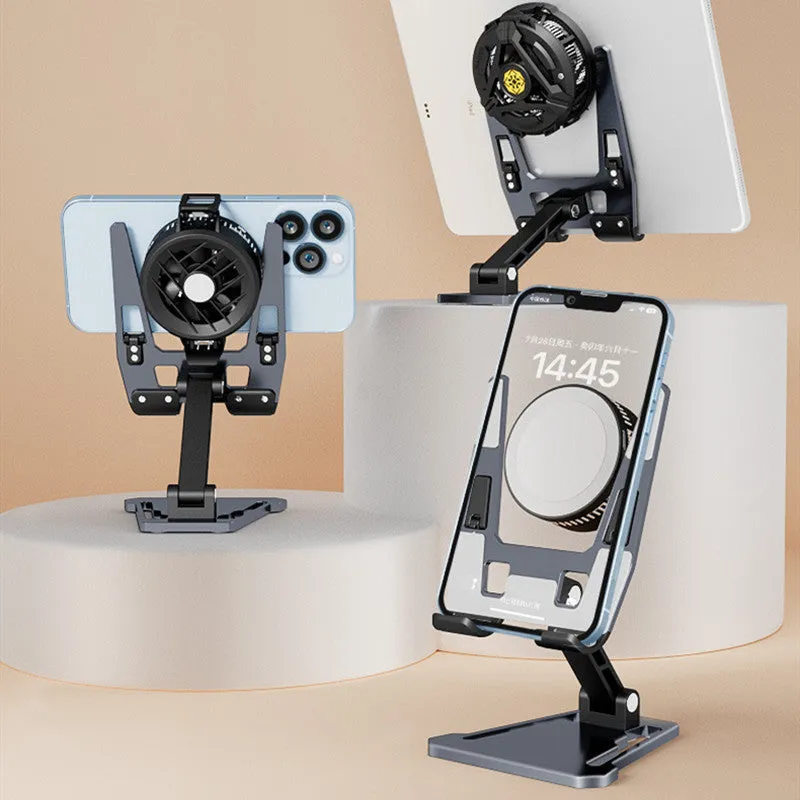 Creative desktop phone holder in aluminium alloy with radiator bracket, FZ01 style, on a desk