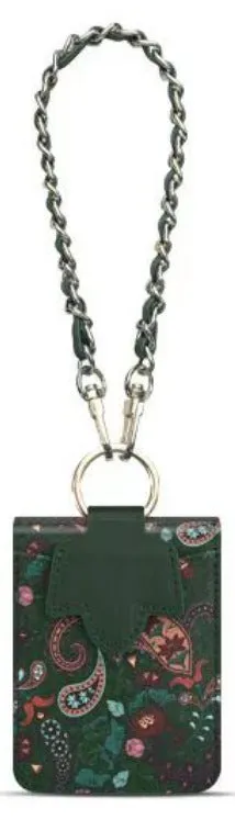 Totem print leather folding phone case with lanyard and chain attached, black colour