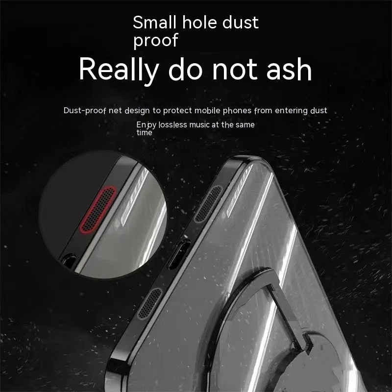 U-shaped magnetic bracket TPU phone case for Apple iPhone with electroplated finish in rose gold colour