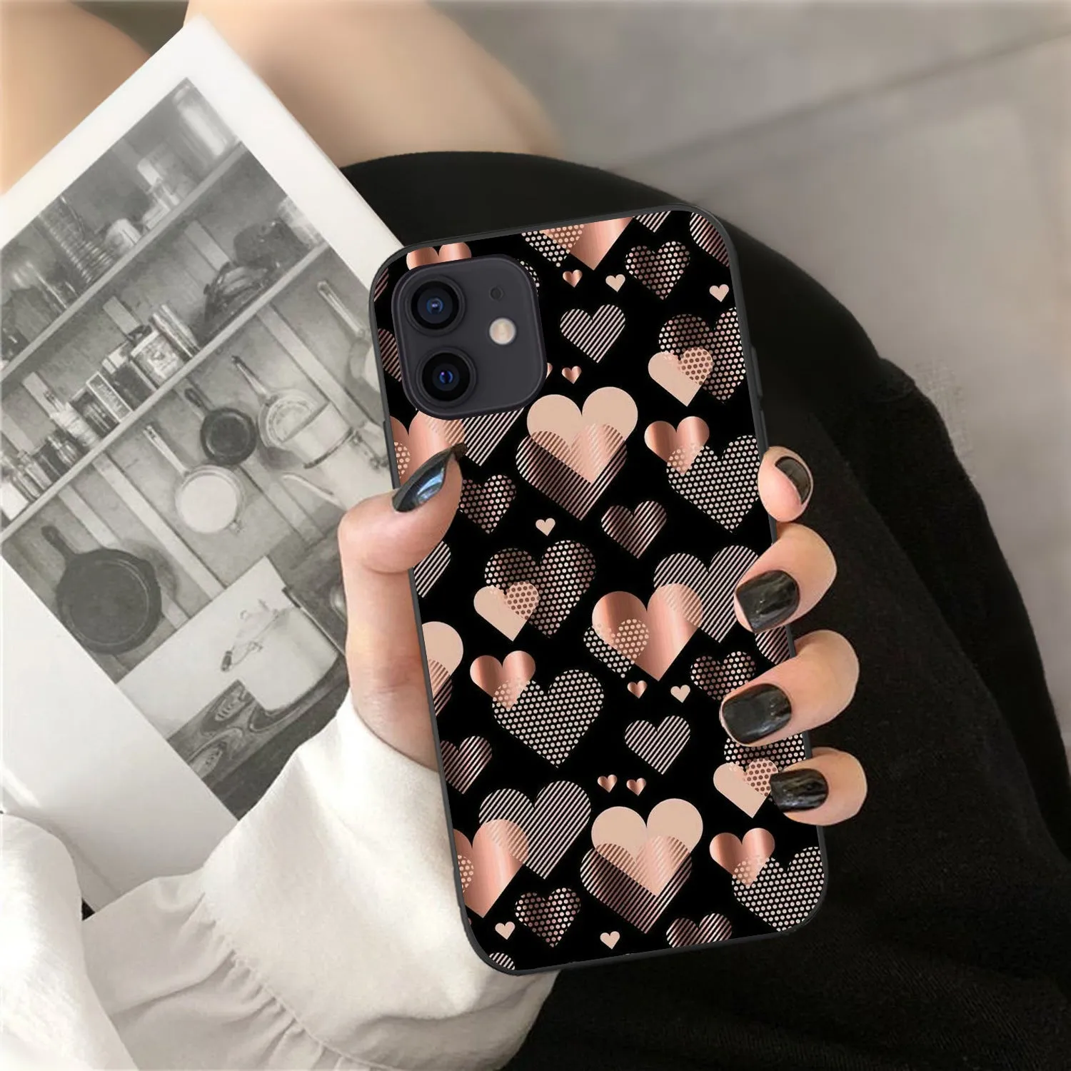 European and American heart print TPU phone case back cover for iPhone models 11 to 15 series colour 2113Heart1