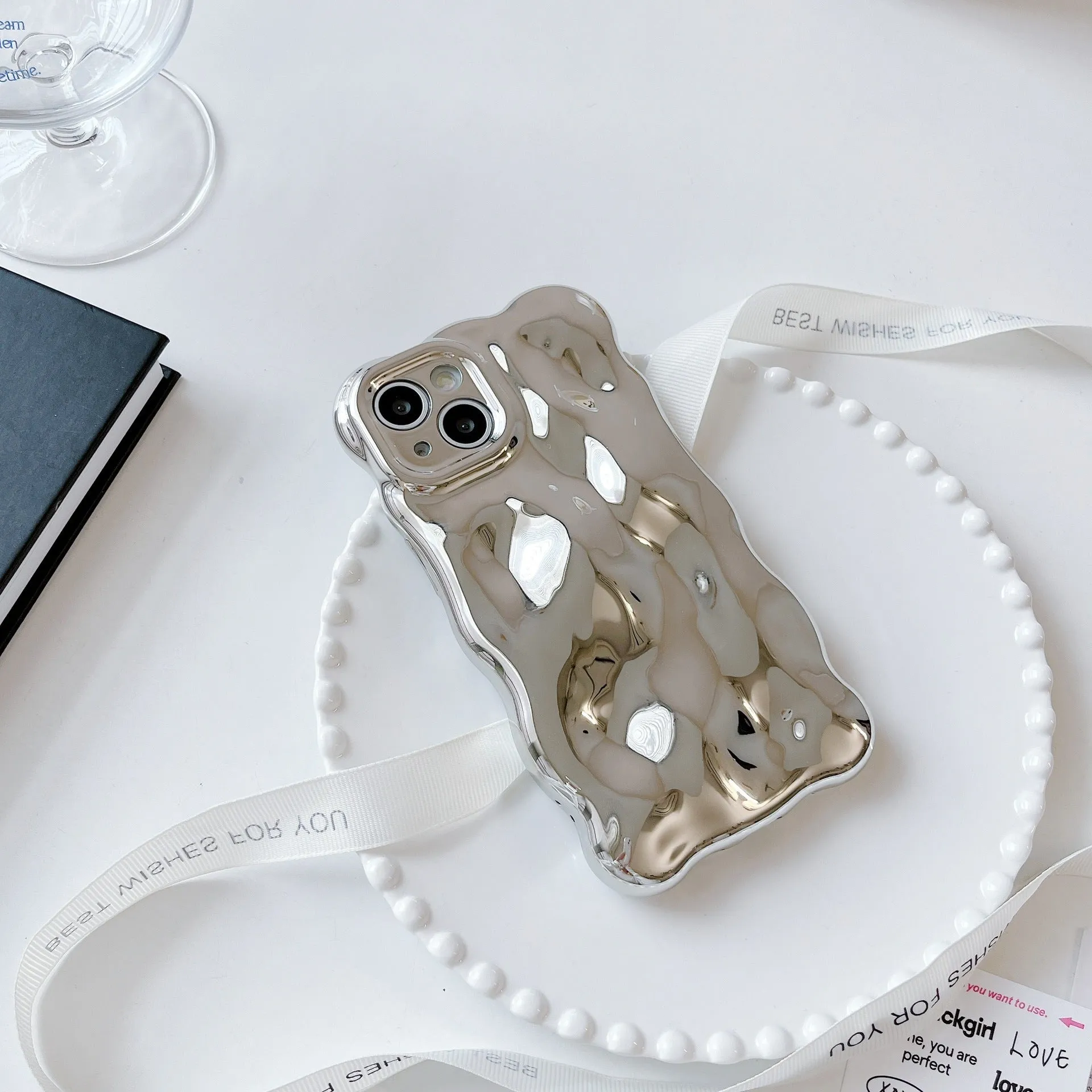 TPU phone case with bubble shell electroplating finish in silver for iPhone