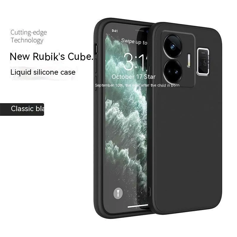TPU liquid silicone straight edge phone case for OPPO Realme GT Neo5, frosted finish, classic black colour