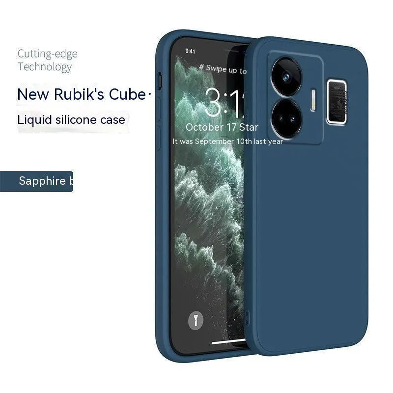 TPU liquid silicone straight edge phone case for OPPO Realme GT Neo5, frosted finish, classic black colour