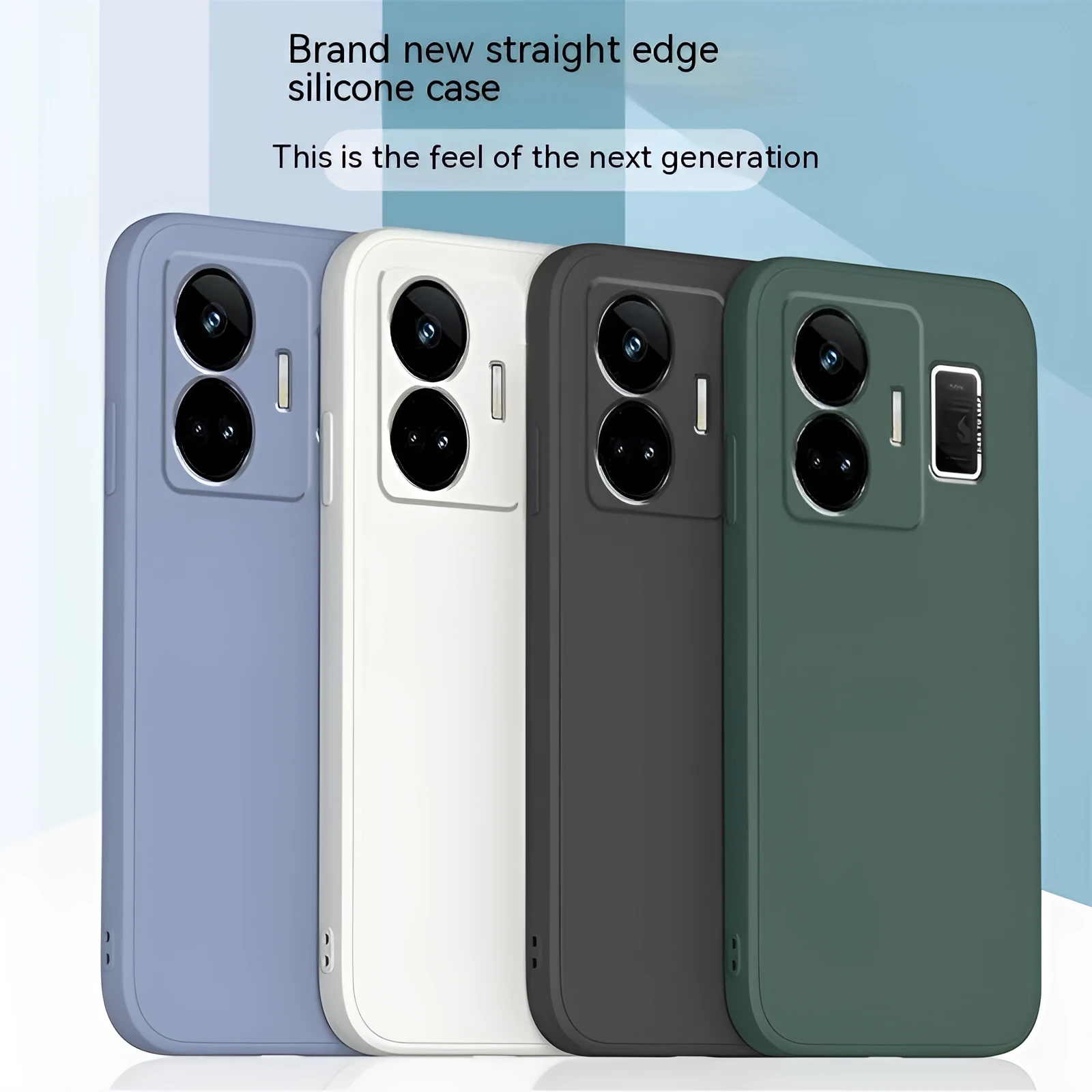 TPU liquid silicone straight edge phone case for OPPO Realme GT Neo5, frosted finish, classic black colour