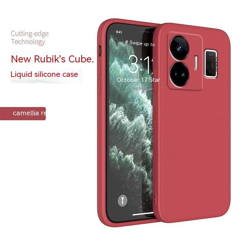 TPU liquid silicone straight edge phone case for OPPO Realme GT Neo5, frosted finish, classic black colour