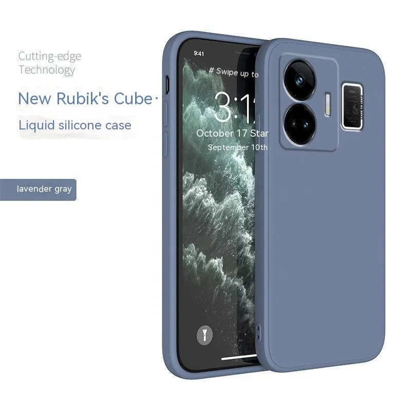 TPU liquid silicone straight edge phone case for OPPO Realme GT Neo5, frosted finish, classic black colour