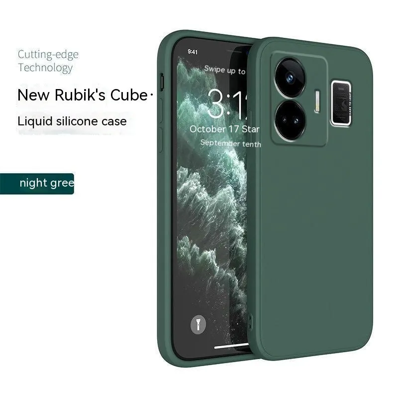 TPU liquid silicone straight edge phone case for OPPO Realme GT Neo5, frosted finish, classic black colour