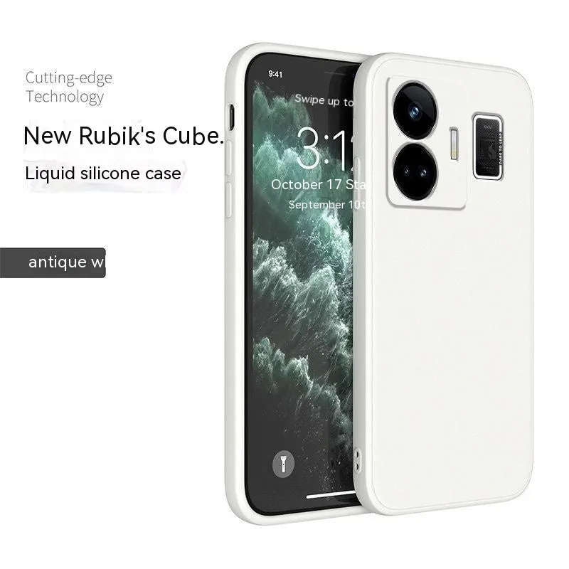 TPU liquid silicone straight edge phone case for OPPO Realme GT Neo5, frosted finish, classic black colour