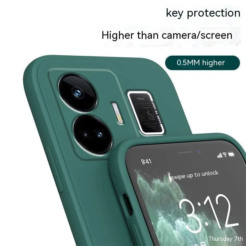 TPU liquid silicone straight edge phone case for OPPO Realme GT Neo5, frosted finish, classic black colour