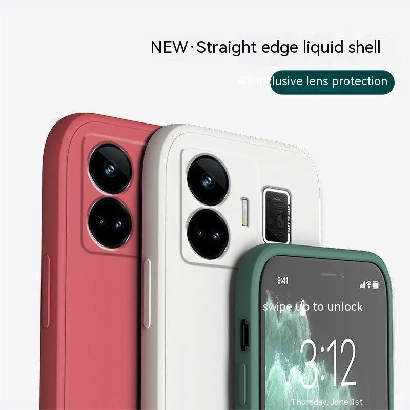 TPU liquid silicone straight edge phone case for OPPO Realme GT Neo5, frosted finish, classic black colour