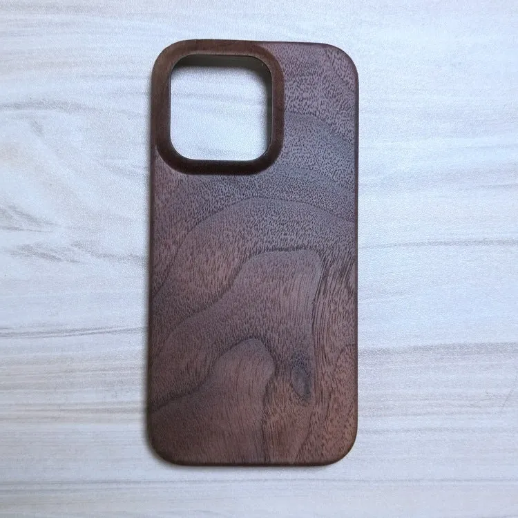 Wooden phone case hard shell retro back cover for iPhone 12-15 Pro Max in walnut finish