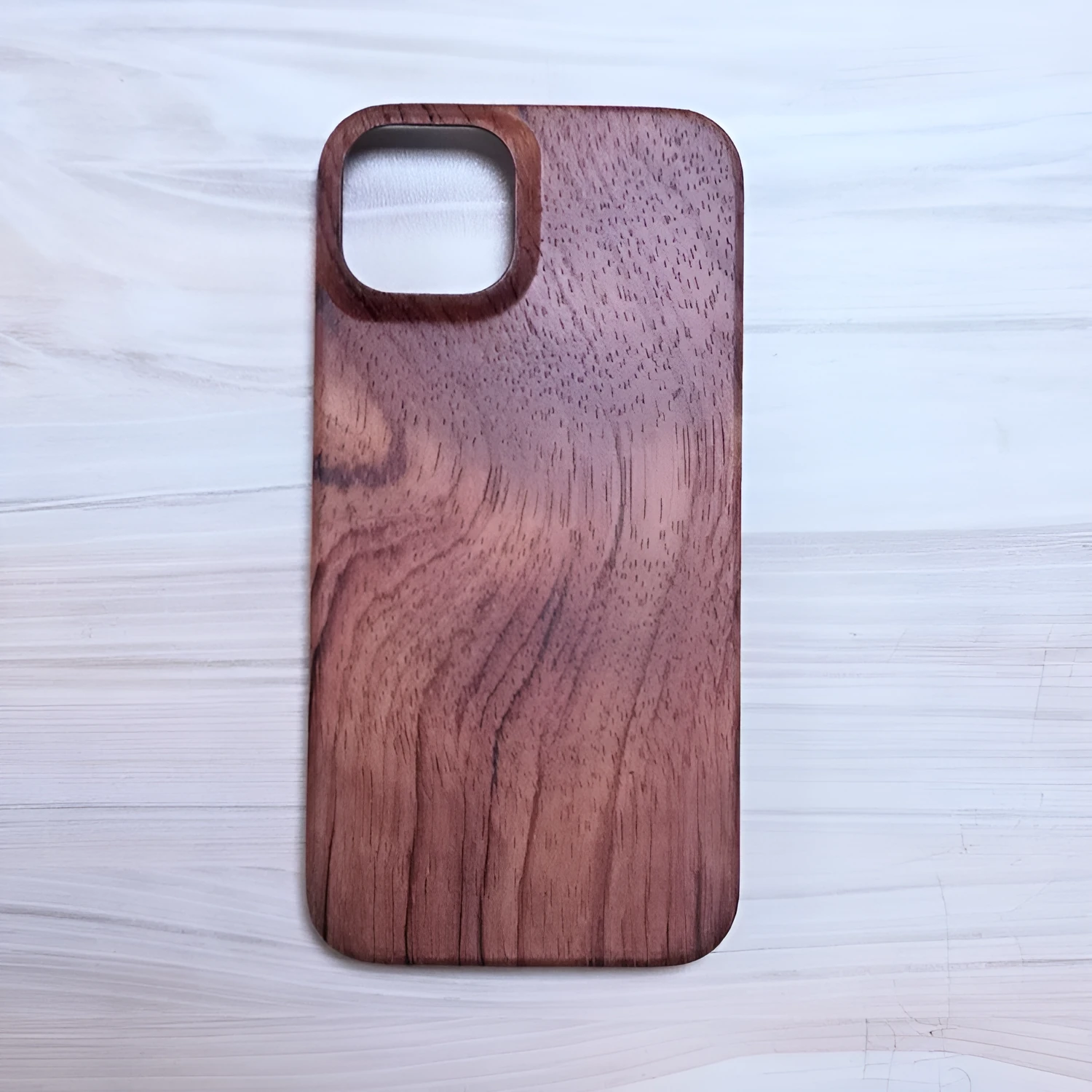 Wooden phone case hard shell retro back cover for iPhone 12-15 Pro Max in walnut finish