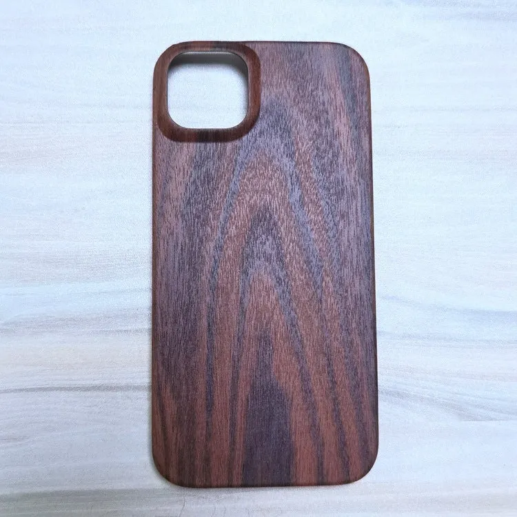 Wooden phone case hard shell retro back cover for iPhone 12-15 Pro Max in walnut finish