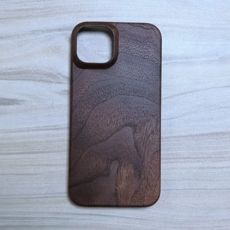 Wooden phone case hard shell retro back cover for iPhone 12-15 Pro Max in walnut finish